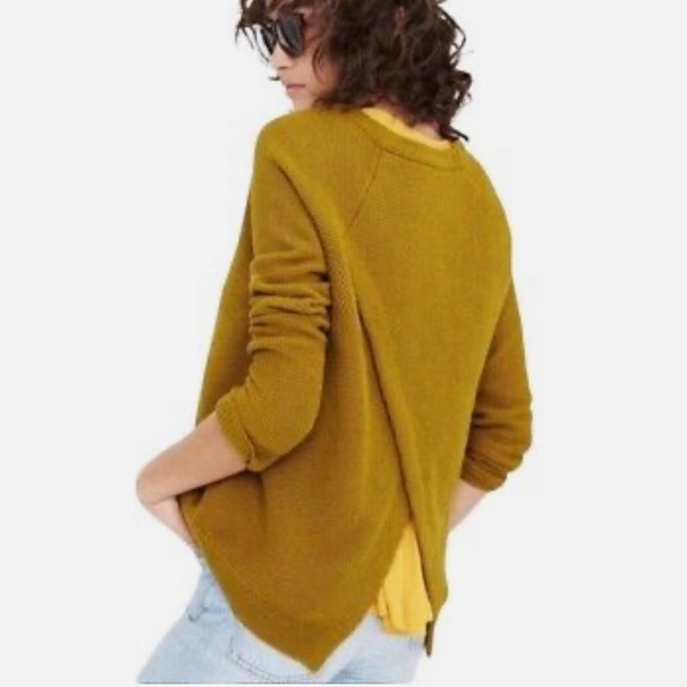 Madewell Province Cross Back Mustard Knit Sweater Pullover XS NWT